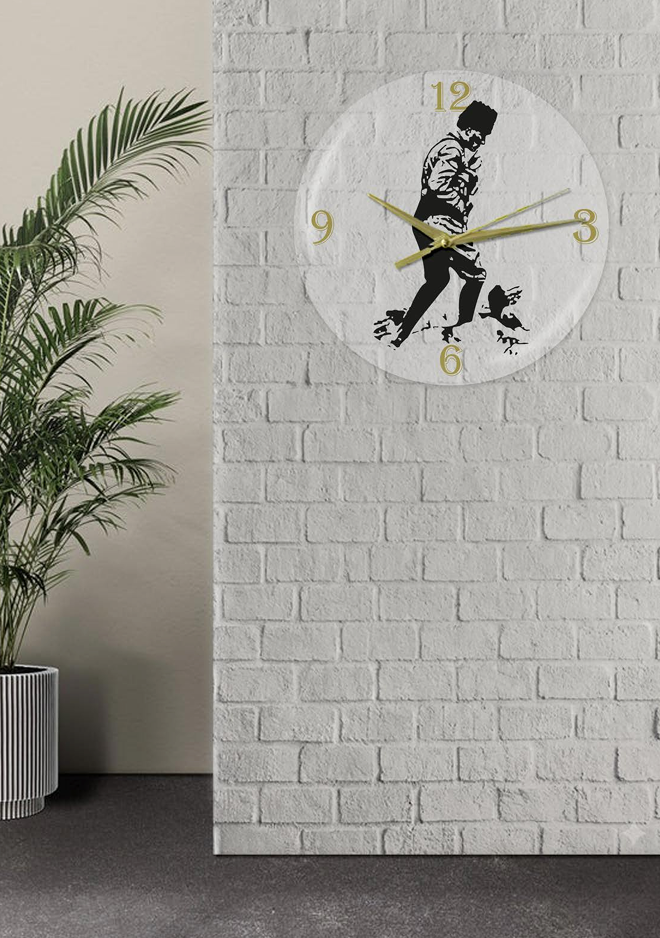 Şeffaf Duvar Saati - Atatürk Baskılı