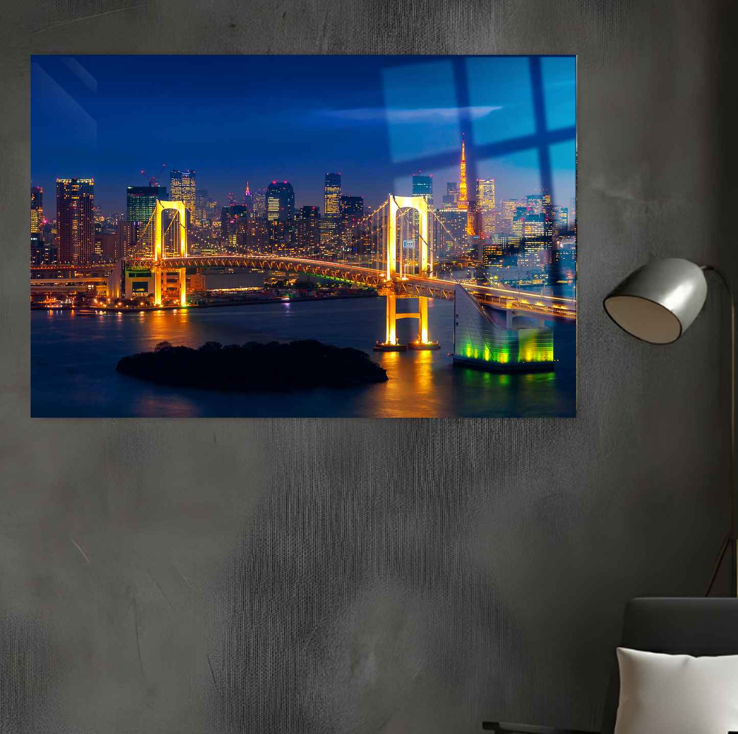 Büyülü Bir Şehir Işıltısı - Manzara Cam Tablo